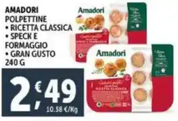 Deco Supermercati Amadori polpettine ricetta classica, speck e formaggio, gran gusto offerta