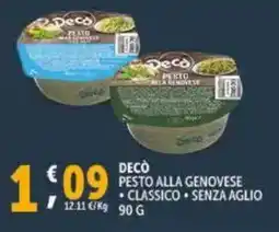 Deco Supermercati Decò pesto alla genovese classico e senza aglio offerta