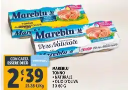 Deco Supermercati Mareblu tonno naturale, olio d'oliva offerta