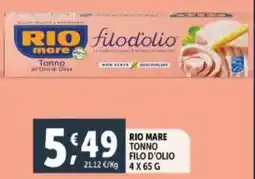 Deco Supermercati Rio mare tonno filo d'olio offerta
