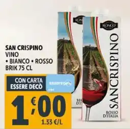 Deco Supermercati San crispino vino bianco, rosso e brik offerta