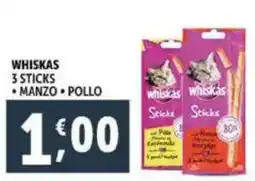Deco Supermercati Whiskas 3 sticks manzo e pollo offerta