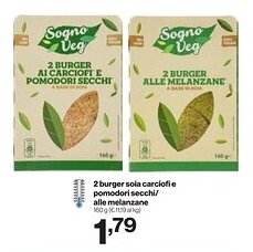 In'S Mercato 2 burger soia carciofi e pomodori secchi/ alle melanzane offerta