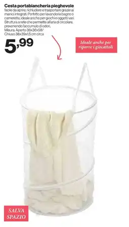 In'S Mercato Cesta portabiancheria pieghevole offerta