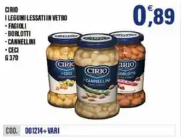 Adhoc Cirio i legumi lessati in vetro fagioli, borlotti, cannellini e ceci offerta