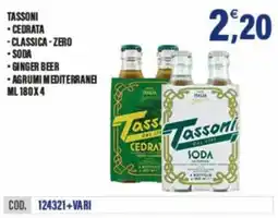 Adhoc Tassoni cedrata, classica, zero, soda, ginger beer, agrumi mediterranei offerta