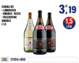 Adhoc Chiarli igt, lambrusco, amabile, secco e frizzante amabile offerta
