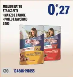 Adhoc Miglior gatto straccetti manzoe carote e pollo e tacchino offerta
