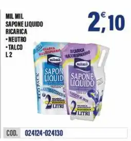 Adhoc Mil mil sapone liquido ricarica neutro e talco offerta