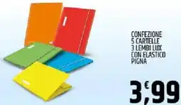 Ard Discount Confezione 5 cartelle 3 lembi lux con elastico pigna offerta