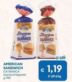 MD Discount American sandwich CA' BIANCA bianco/integrale offerta