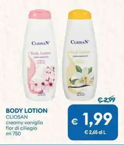 MD Discount BODY LOTION CLIOSAN creamy vaniglia fior di ciliegio offerta
