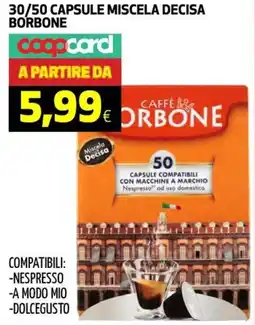 Coop 30/50 capsule miscela decisa BORBONE offerta