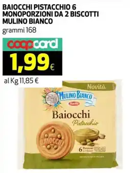 Coop Baiocchi pistacchio 6 monoporzioni da 2 biscotti MULINO BIANCO offerta