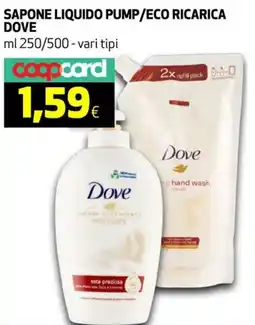 Coop Sapone liquido pump/eco ricarica DOVE offerta