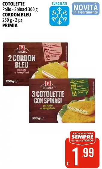 Cotolette pollo, spinaci cordon bleu PRIMIA