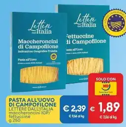 MD Discount Pasta all'uovo di campofilone LETTERE DALL'ITALIA offerta