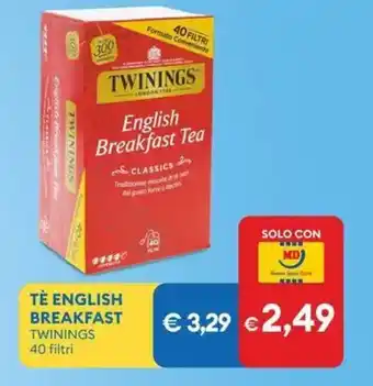 Tè english breakfast TWININGS 40 filtri