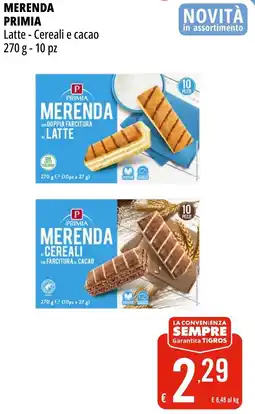 Tigros Merenda primia latte, cereali e cacao offerta