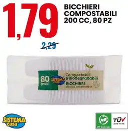 Eurospin Bicchieri compostabili 200 cc, 80 pz SISTEMA casa offerta