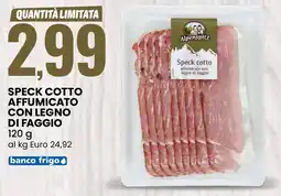 Eurospin Speck cotto affumicato con legno di faggio Alpenspitz offerta