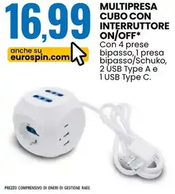Eurospin Multipresa cubo con interruttore on/off offerta