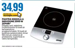 Eurospin Piastra singola a induzione 2000 W ZEPHIR offerta