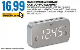 Eurospin Radiosveglia digitale con doppio allarme offerta
