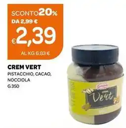Ekom Crem vert pistacchio, cacao, nocciola offerta