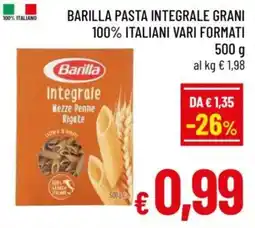 A&O Barilla pasta integrale grani 100% italiani vari formati offerta