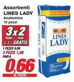 Prix Quality Assorbenti LINES LADY Anatomico 1 pezzo offerta