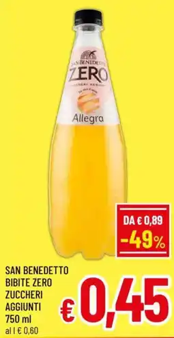 A&O San benedetto bibite zero zuccheri aggiunti offerta