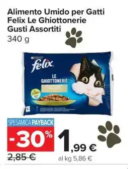 Carrefour Alimento Umido per Gatti Felix Le Ghiottonerie Gusti Assortiti offerta