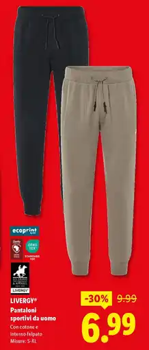 Lidl LIVERGY Pantaloni sportivi da uomo offerta