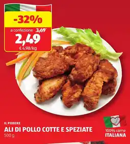 ALDI Il podere ali di pollo cotte e speziate offerta