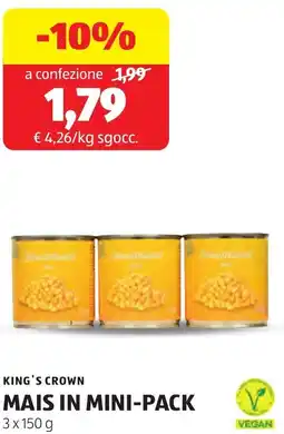 ALDI King's crown mais in mini-pack offerta