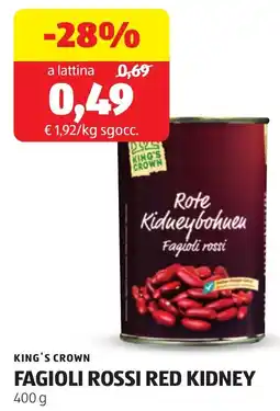 ALDI King's crown fagioli rossi red kidney offerta