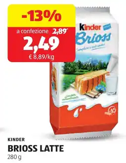 ALDI Kinder brioss latte offerta
