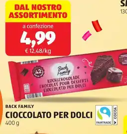 ALDI Back family cioccolato per dolci offerta