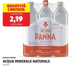 ALDI Acqua panna acqua minerale naturale offerta