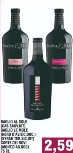 Bitar Baglio al sole (cab.sauv.igt) baglio le mole (nero d'av.sic.doc.) (syrah ter.sic.igt) corte dei rovi (mont.d'ab.doc) offerta