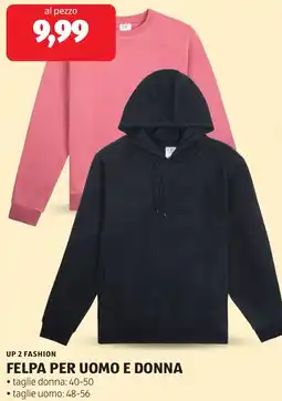 ALDI Up 2 fashion felpa per uomo e donna offerta