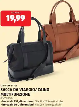 ALDI Ls live in style sacca da viaggio/zaino multifunzione offerta