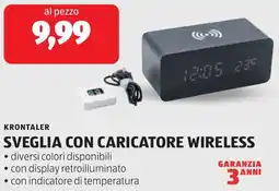 ALDI Krontaler sveglia con caricatore wireless offerta