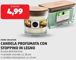 ALDI Home creation candela profumata con stoppino in legno offerta