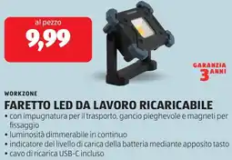 ALDI Workzone faretto led da lavoro ricaricabile offerta