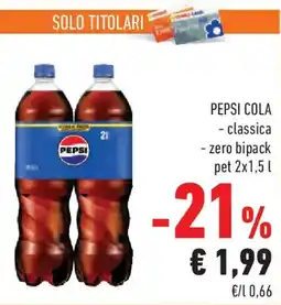 Conad PEPSI COLA classica -zero bipack pet offerta