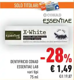 Conad Dentifricio conad ESSENTIAE LAB offerta