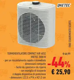 Conad TERMOVENTILATORE COMPACT AIR 4032 IMETEC 2000 W offerta