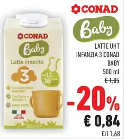 Conad Latte uht infanzia 3 CONAD BABY offerta